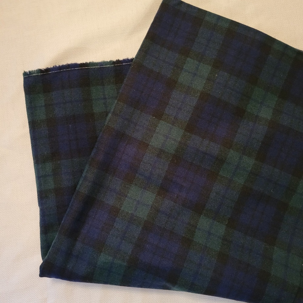 59x53 Fabric Navy Blue Green Tartan Plaid Flannel BLACK WATCH Material Project